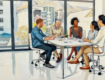 colleagues having a meeting